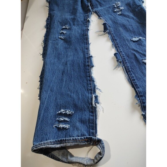 Denim Chaps LEVI 501 WOMEN Custom Cut Biker PUNK Jeans Distressed Custom 36x34 - Picture 2 of 14